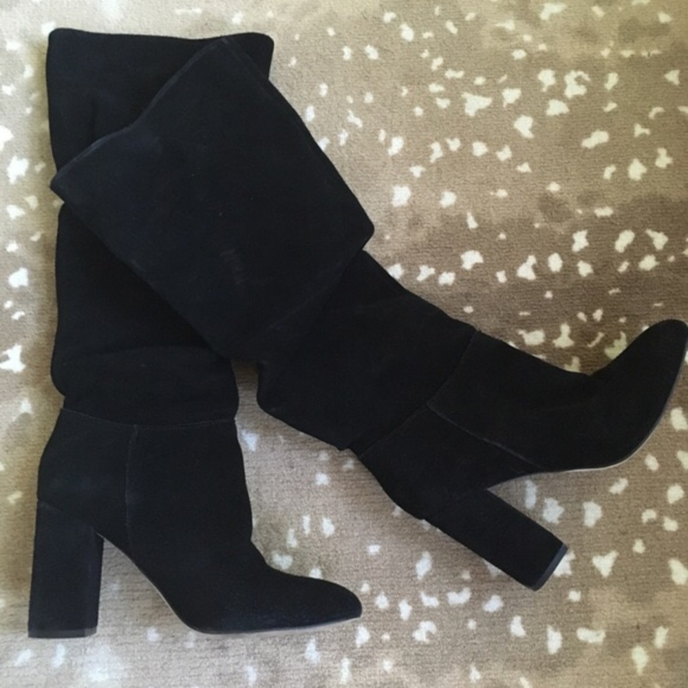 STEVE MADDEN FAOLA Black High Heel Slouch Boot 7.5